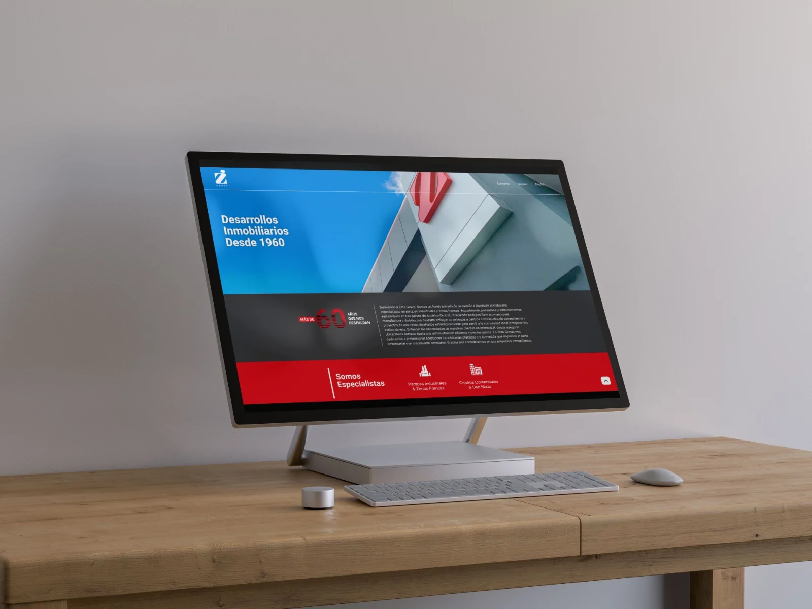 Sitio inmobiliario en una computadora de escritorio