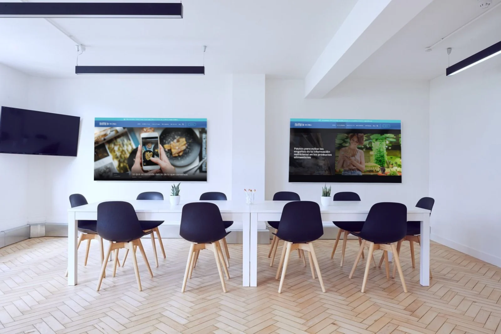 Plataforma de streaming en una pantalla de sala de reuniones